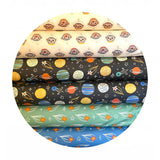 Planets in Yellow & Blue - Space Monkey Collection - Paintbrush Studio Fabrics