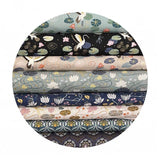 Heron Lake in Black with Gold Metallic - Jardin de Lis Collection - Lewis & Irene Fabrics