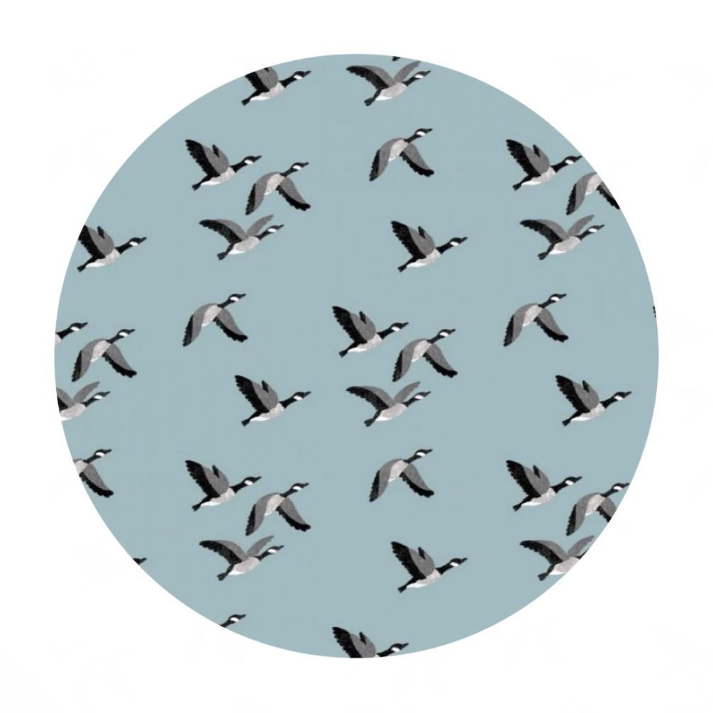2.5 meters left! - Canadian Geese in Slate - Canadian Boreal Forest Collection - Camelot Fabrics