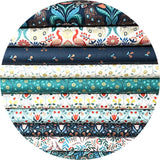 Copper Metallic Pears on Dark Blue - Wintertide Collection - Lewis & Irene Fabrics