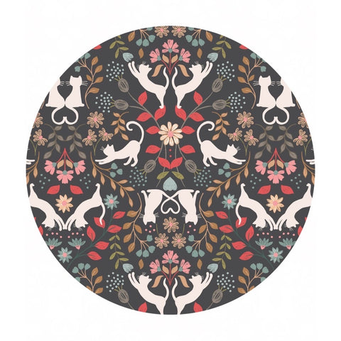 Love Cats on Charcoal - Purrfect Petals Collection - Lewis & Irene Fabrics