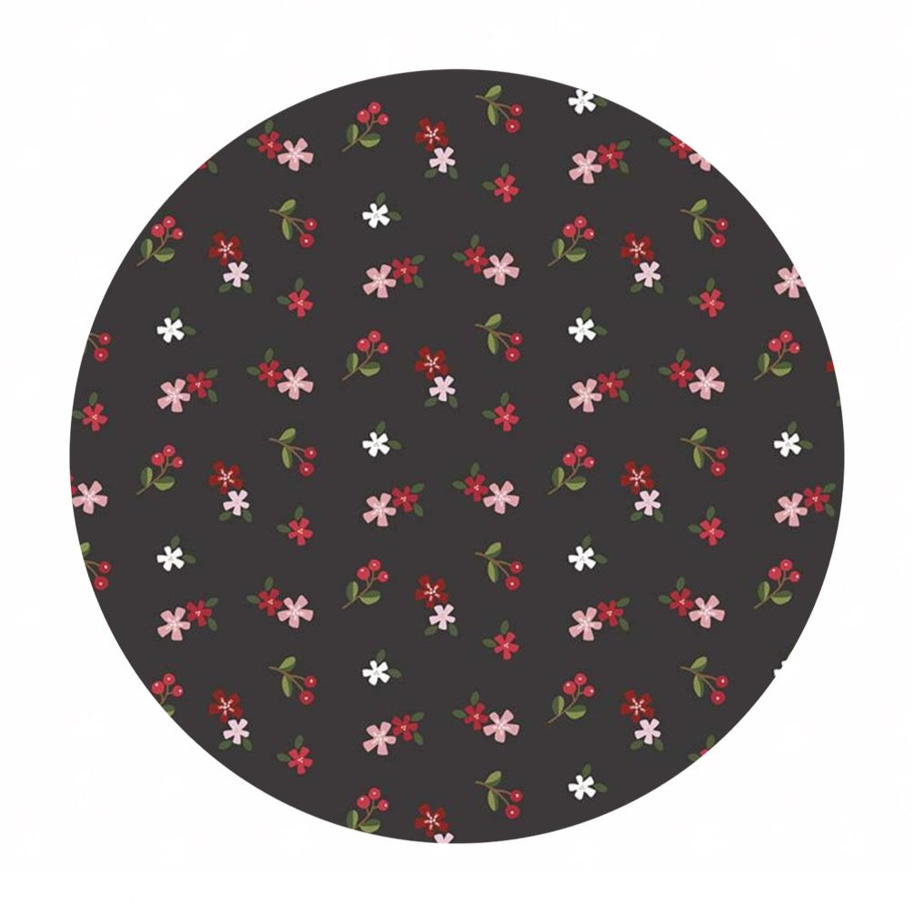 Ditsy Floral in Charcoal - Holly Holiday Collection - Riley Blake Designs