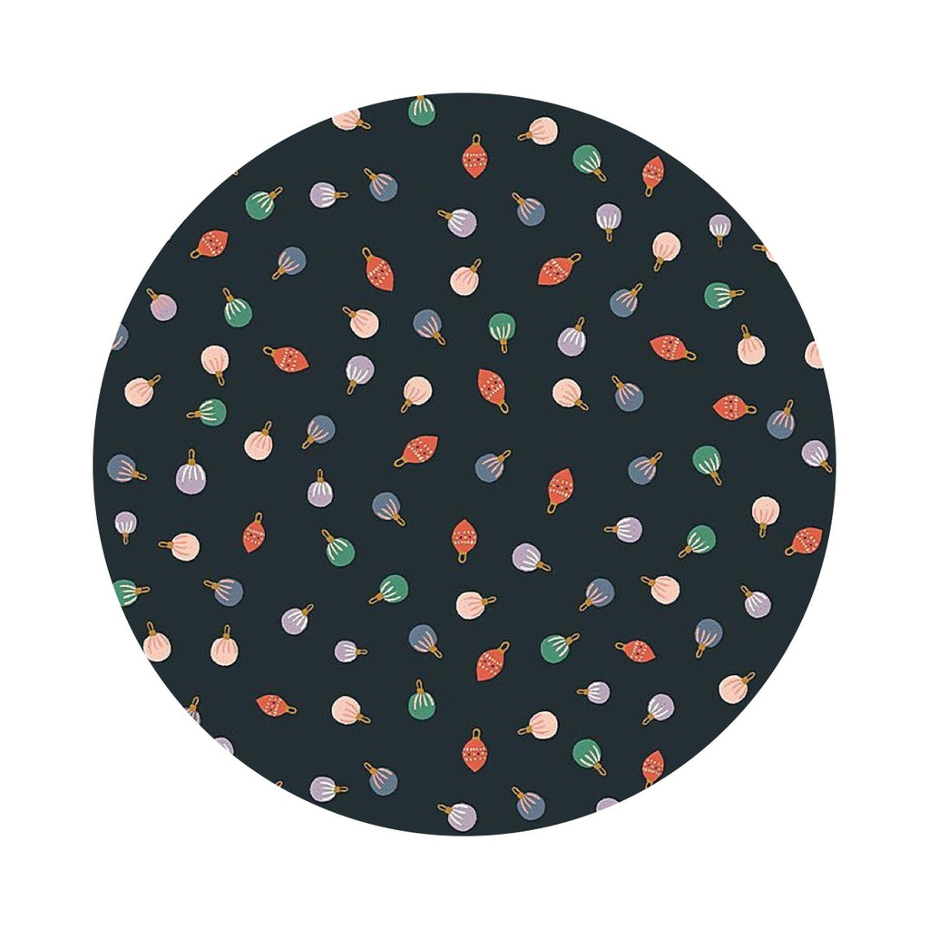 2.5 meters left! - Festive Balls in Phantom - Nutcracker Collection - Dear Stella Fabrics