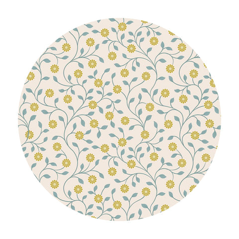 Gold Metallic Flowers on Cream - Wintertide Collection - Lewis & Irene Fabrics