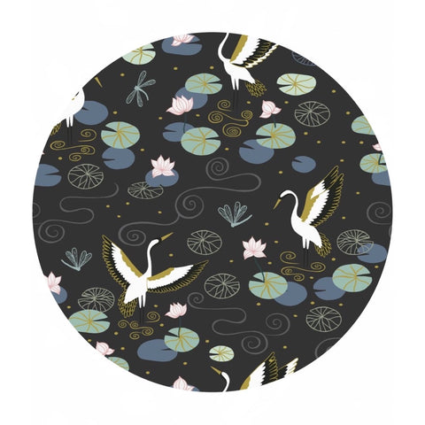 Heron Lake in Black with Gold Metallic - Jardin de Lis Collection - Lewis & Irene Fabrics