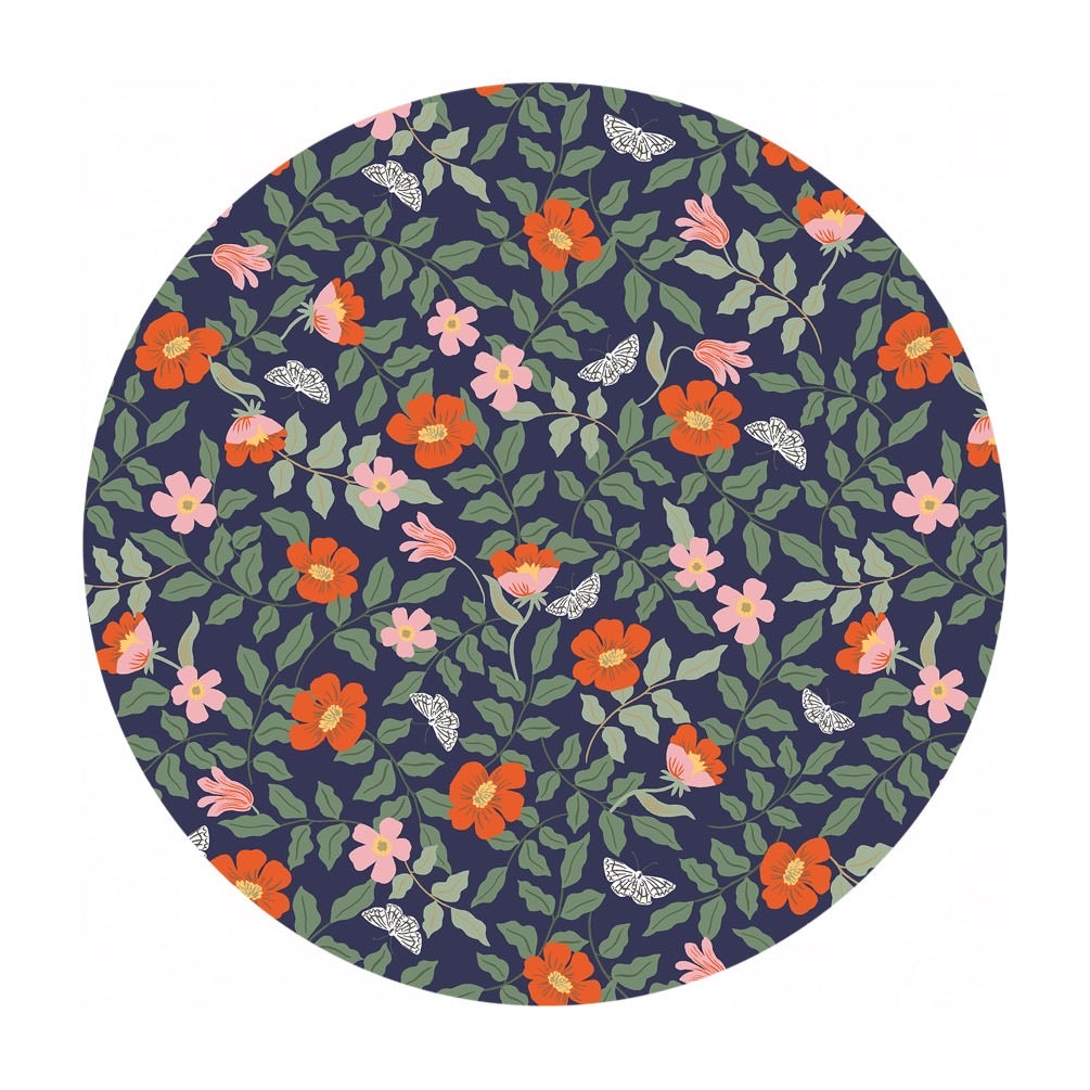Primrose in Navy Cotton - Strawberry Fields by Rifle Paper Co. - Cotton + Steel Fabrics