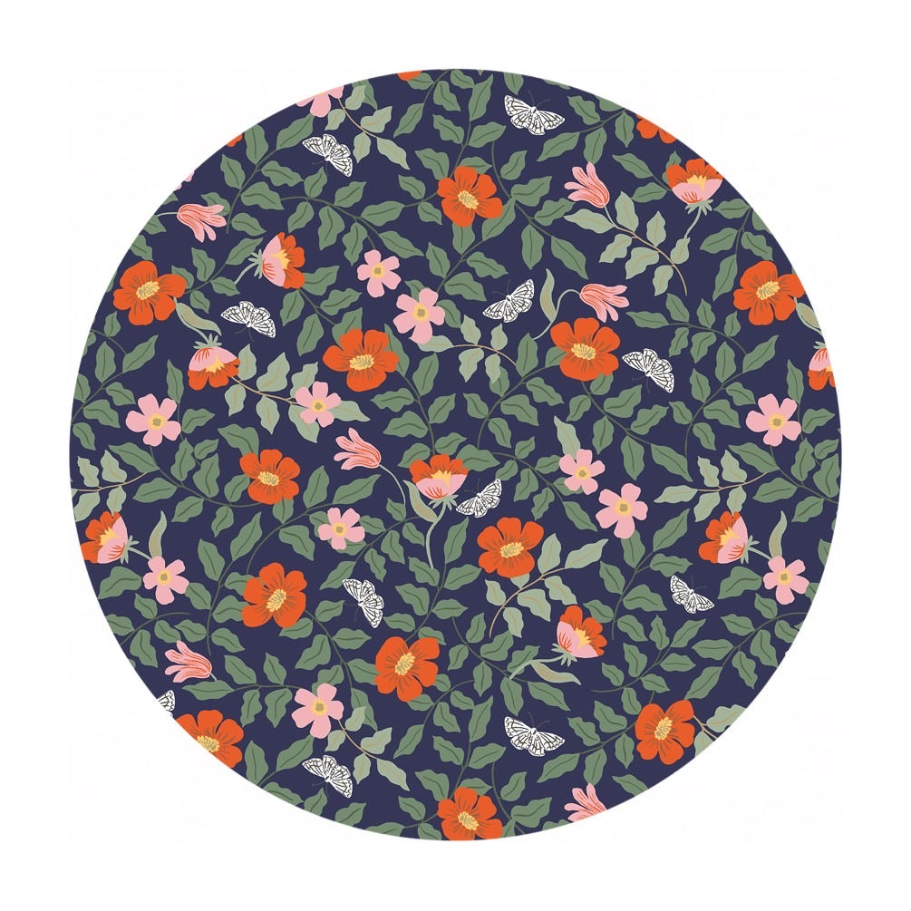 Primrose in Navy Cotton - Strawberry Fields by Rifle Paper Co. - Cotton + Steel Fabrics