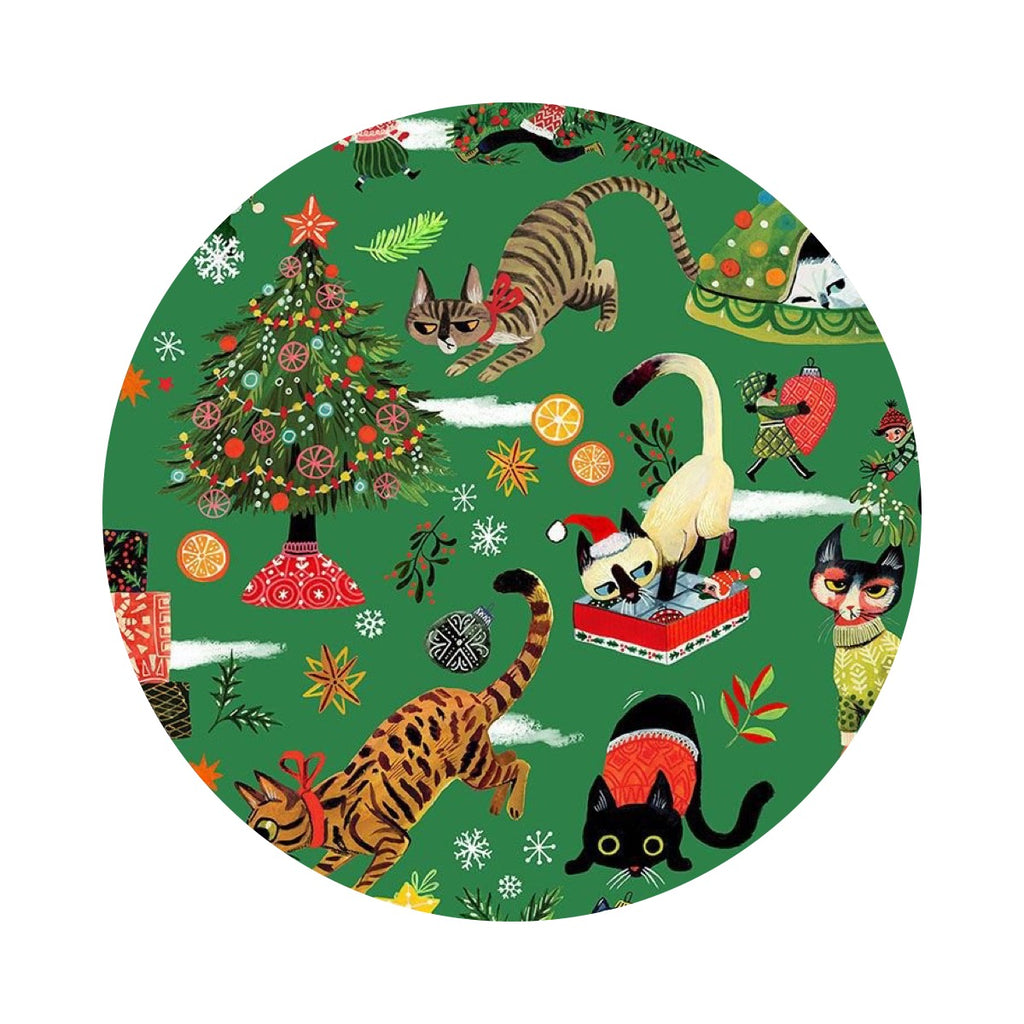 2 meters left! - Pixie Play in Pine - Not Ameowsed Collection - Dear Stella Fabrics