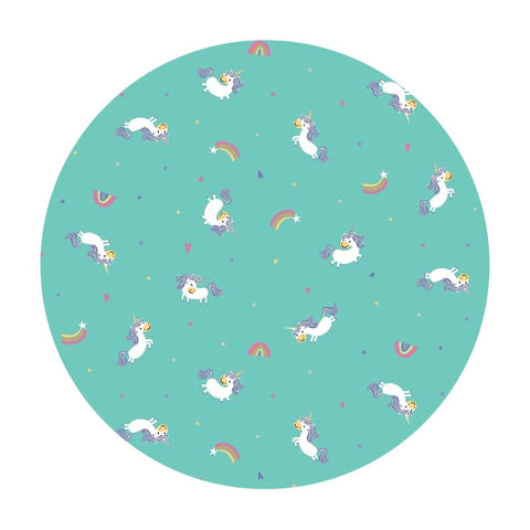 1.5 meters left! - Unicorn Toss in Teal - Unicorn Kingdom Collection - Riley Blake Designs