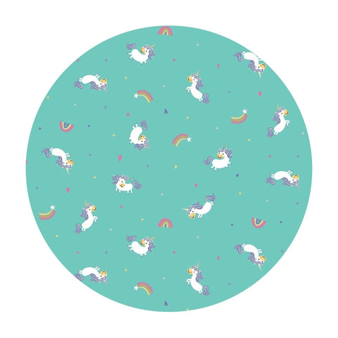 2 meters left! - Unicorn Toss in Teal - Unicorn Kingdom Collection - Riley Blake Designs