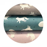 2 meters left! - Arctic Fox on Silver with Pearl - Small Things Polar Animals Collection - Lewis & Irene Fabrics