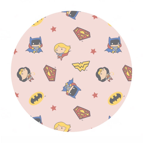 Justice League Girl Heroes Toss in Pink - Character Nursery Collection - Camelot Fabrics