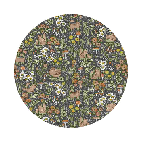 .5 meters left! - Kitty Forest - Wood You Be Mine Collection - Dear Stella Fabrics