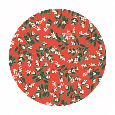 4.5 meters left! - Mistletoe in Red Metallic Cotton - Holiday Classics by Rifle Paper Co. - Cotton + Steel Fabrics