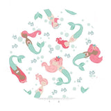 4 meters left! - Mermaids in White - Ahoy! Mermaids Collection - Riley Blake Designs