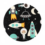 1.5 meters left! - Space Explorers Space Collage in Mint on Black - Space Explorers Collection - Robert Kaufman Fabrics