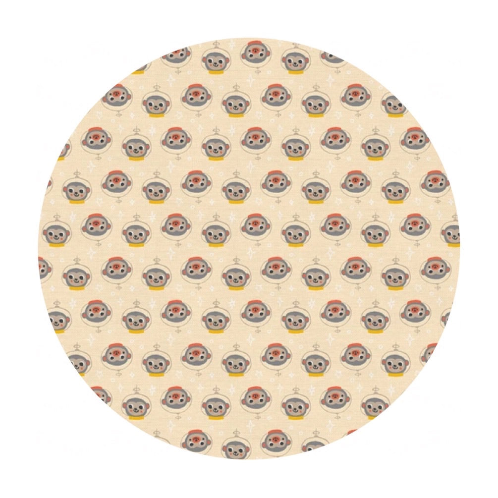 Space Monkey Heads in Peach - Space Monkey Collection - Paintbrush Studio Fabrics