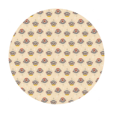 Space Monkey Heads in Peach - Space Monkey Collection - Paintbrush Studio Fabrics