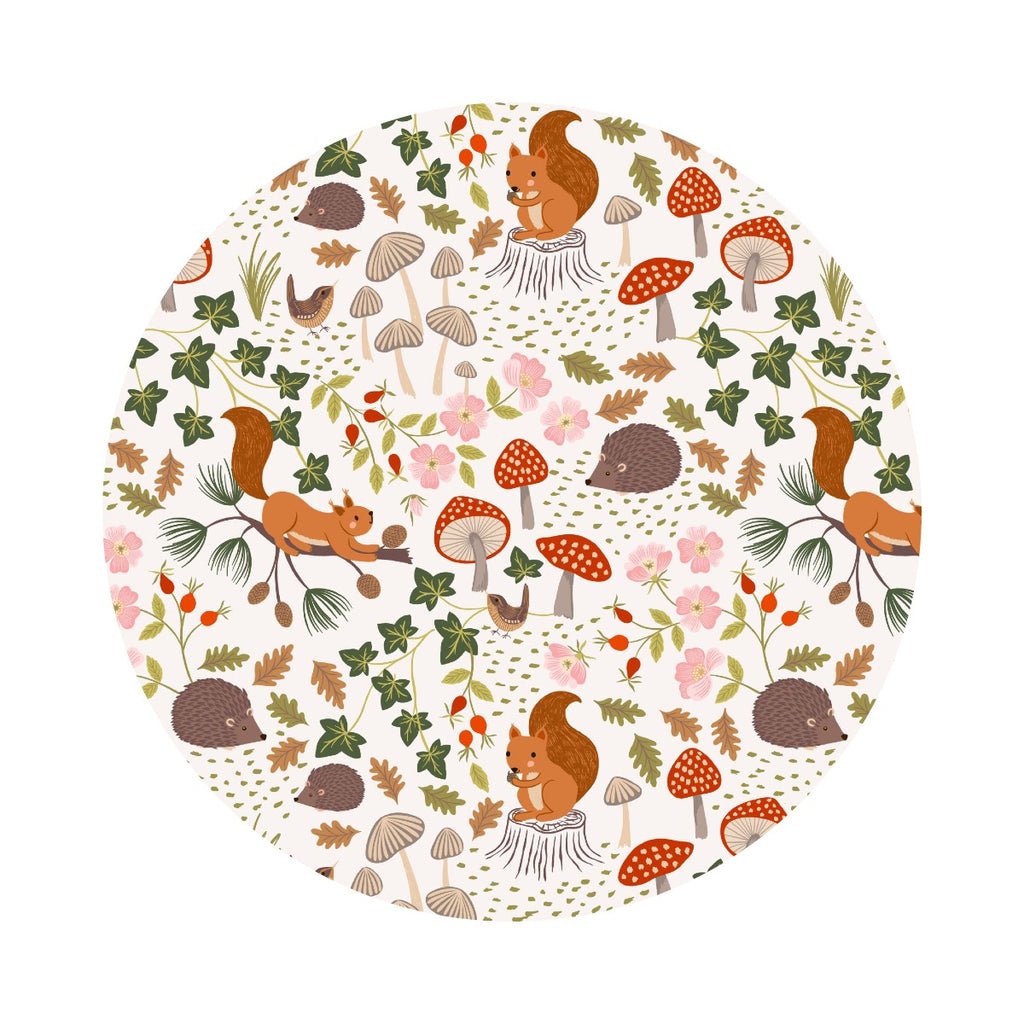 2.5 meters left! - Squirrels & Hedgehogs on Cream - Evergreen Collection - Lewis & Irene Fabrics