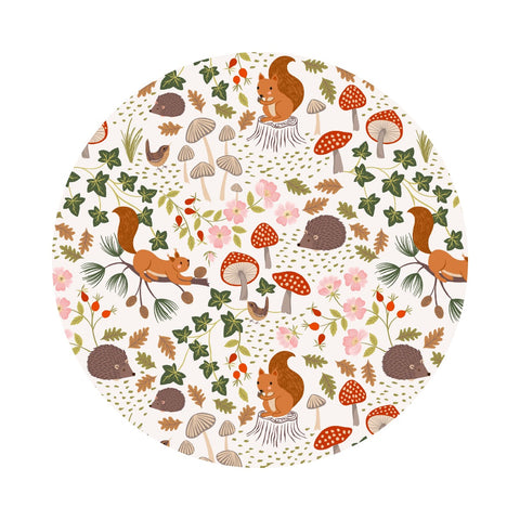2 meters left! - Squirrels & Hedgehogs on Cream - Evergreen Collection - Lewis & Irene Fabricsi