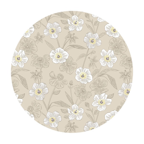 Rambling Floral on Dark Cream - Botanic Garden Collection - Lewis & Irene Fabrics