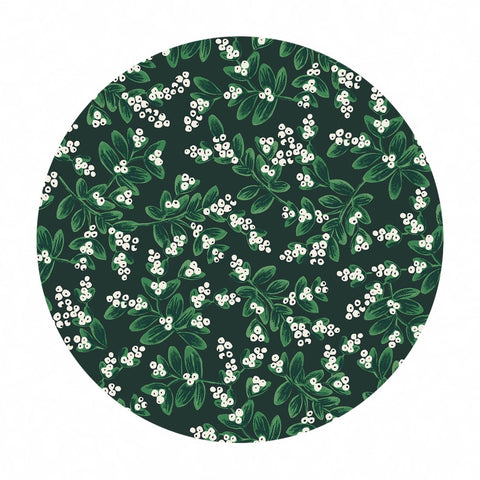 Mistletoe in Evergreen Cotton - Holiday Classics by Rifle Paper Co. - Cotton + Steel Fabrics