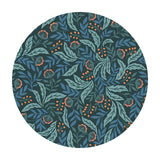 2 meters left! - Arts & Crafts Floral with Copper Metallic on Dark Blue - Wintertide Collection - Lewis & Irene Fabrics