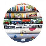 2 meters left! - Book Shelves on Warm Brown - Bookworm Collection - Lewis & Irene Fabrics