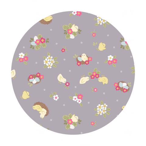 .5 meters left! - Chicks on Light Purple - Bunny Hop Collection - Lewis & Irene Fabrics