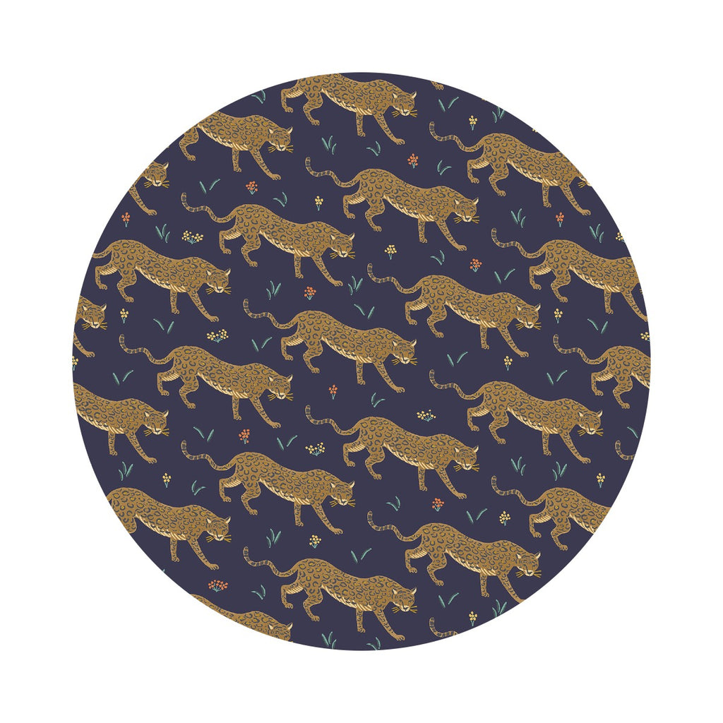 Jaguar in Navy with Gold Metallic - Camont Collection by Rifle Paper Co. - Cotton + Steel Fabrics