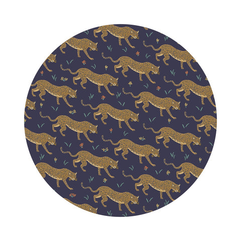 Jaguar in Navy with Gold Metallic - Camont Collection by Rifle Paper Co. - Cotton + Steel Fabrics