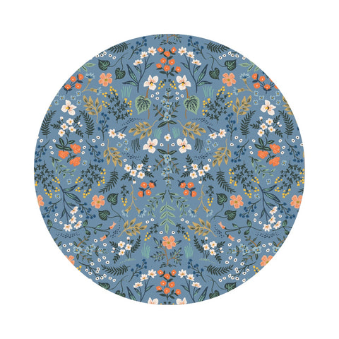 .5 meters left! - Wildwood in Blue Metallic Cotton - Bon Voyage Collection by Rifle Paper Co. - Cotton + Steel Fabrics