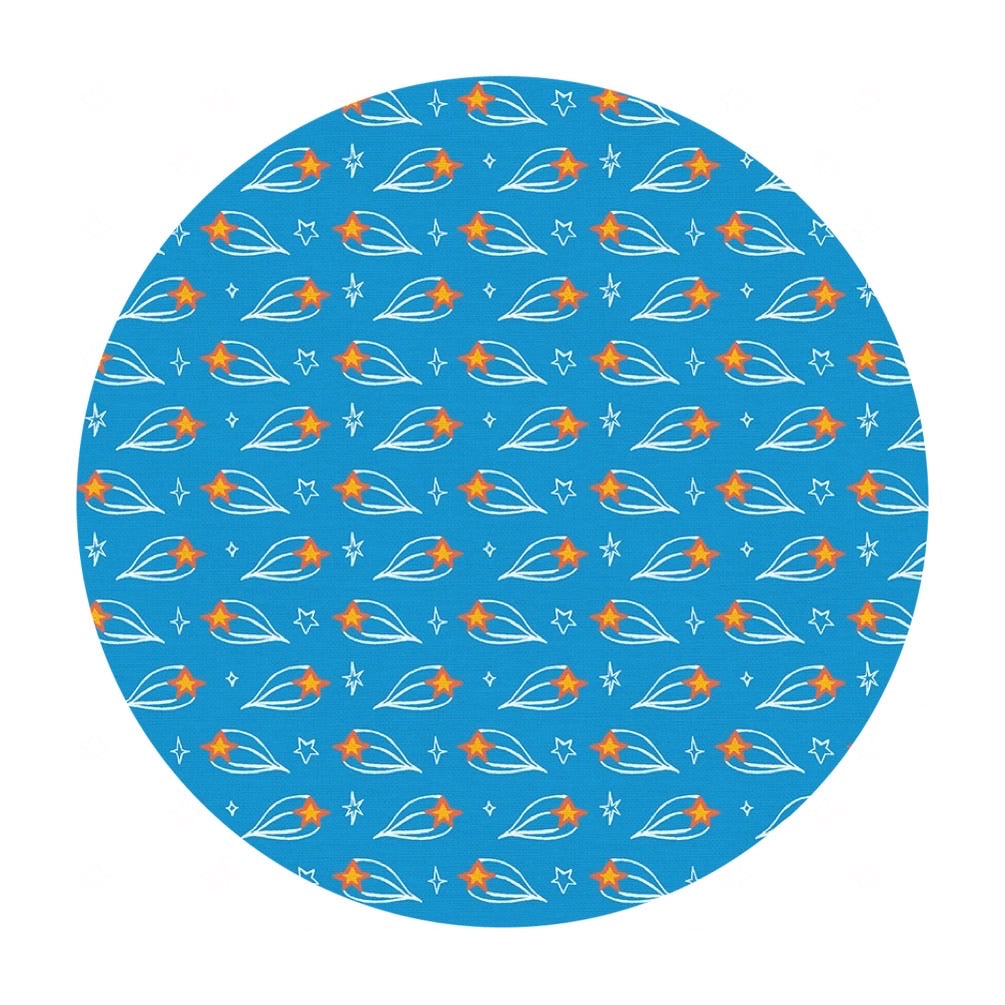 3.5 meters left! - Shooting Star in Blue - Space Monkey Collection - Paintbrush Studio Fabrics