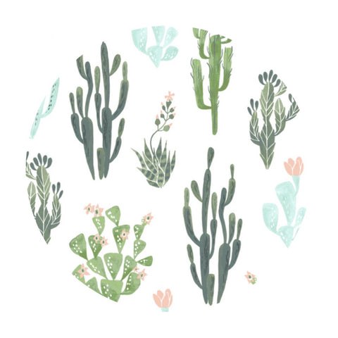 3 meters left! - Cacti in White - Desert Bloom Collection - Dear Stella Fabrics