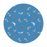 4 meters left! - Seals on Surf Blue with Pearl - Small Things Polar Animals Collection - Lewis & Irene Fabrics