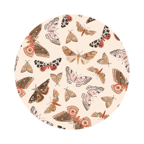 1.5 meters left! - Moths in Cream - The Fae Collection - Dear Stella Fabrics