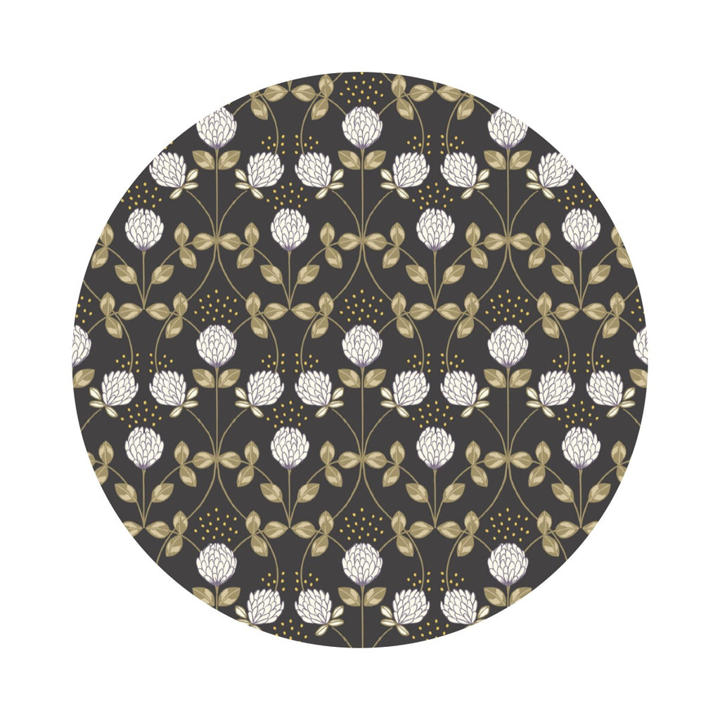 Clover on Charcoal with Gold Metallic - Honey Bee Collection - Lewis & Irene Fabrics