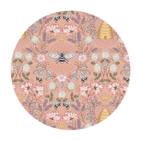 1 meter left! - Bee Hives on Peach - Queen Bee Collection - Lewis & Irene Fabrics