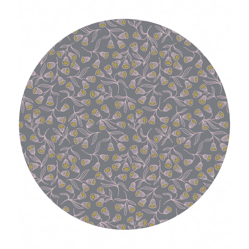 Enchanted Flowers on Gray with Gold Metallic - Enchanted Collection - Lewis & Irene Fabrics