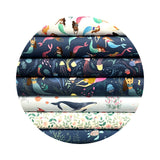 2.5 meters left! - Mermaid Toss in Navy - Shell Yeah! Collection - Dear Stella Fabrics