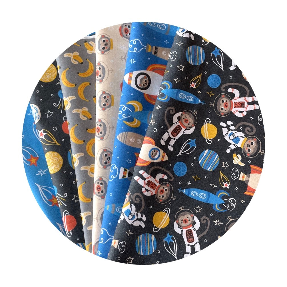 Blue 6 Piece 1/2 Meter Bundle - Space Monkey Collection - Paintbrush Studio Fabrics