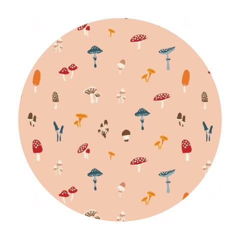 1 meter left! - Toadstools in Peach - Sweater Weather Collection - Camelot Fabrics