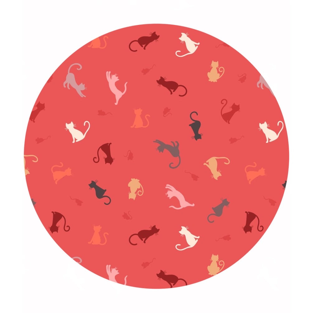 Cat & Mouse in Red - Purrfect Petals Collection - Lewis & Irene Fabrics