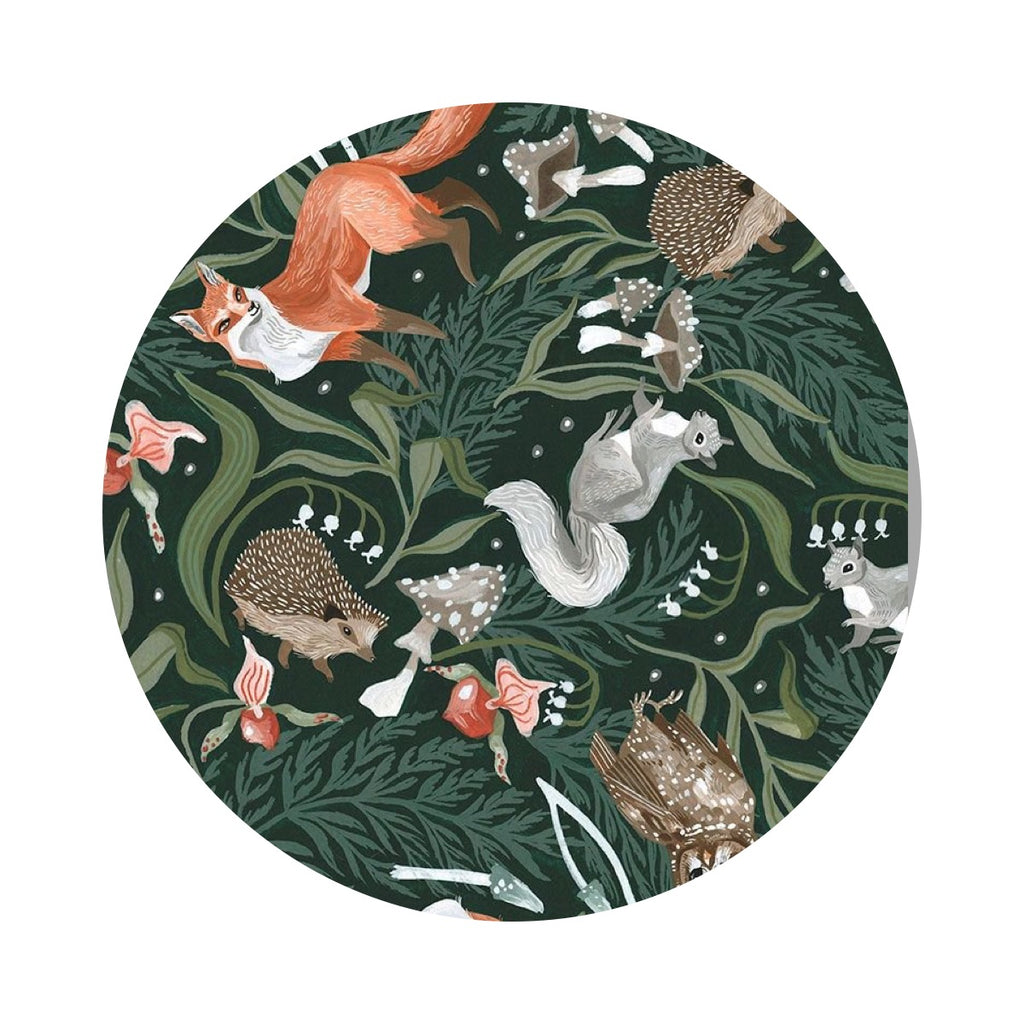 Animals & Ferns in Mallard - The Fae Collection - Dear Stella Fabrics