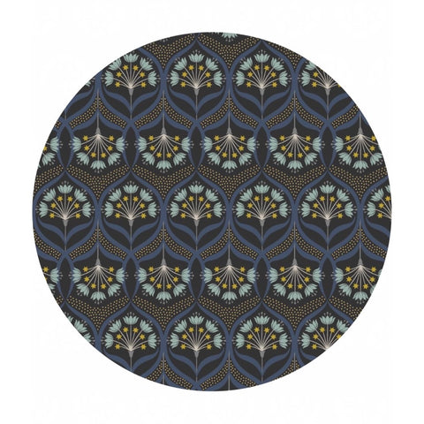 1 meter left! - Star Floral on Black with Gold Metallic - Jardin de Lis Collection - Lewis & Irene Fabrics