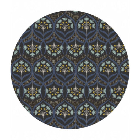 1 meter left! - Star Floral on Black with Gold Metallic - Jardin de Lis Collection - Lewis & Irene Fabrics