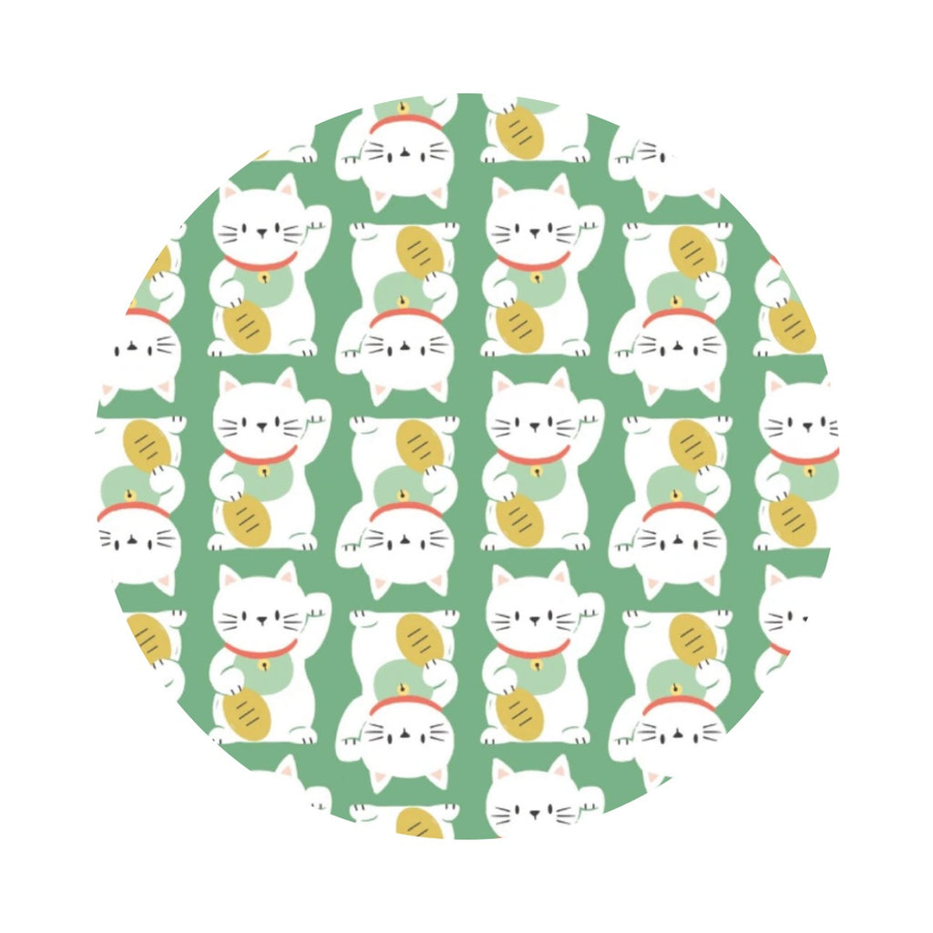 Maneki-Neko in Mint - On a Roll Collection - Camelot Fabrics