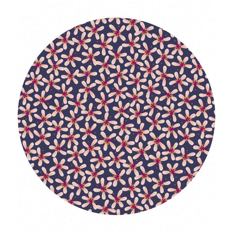 2 meters left! - Stripy Flowers on Dark Blue - Hummingbird Collection - Lewis & Irene Fabrics