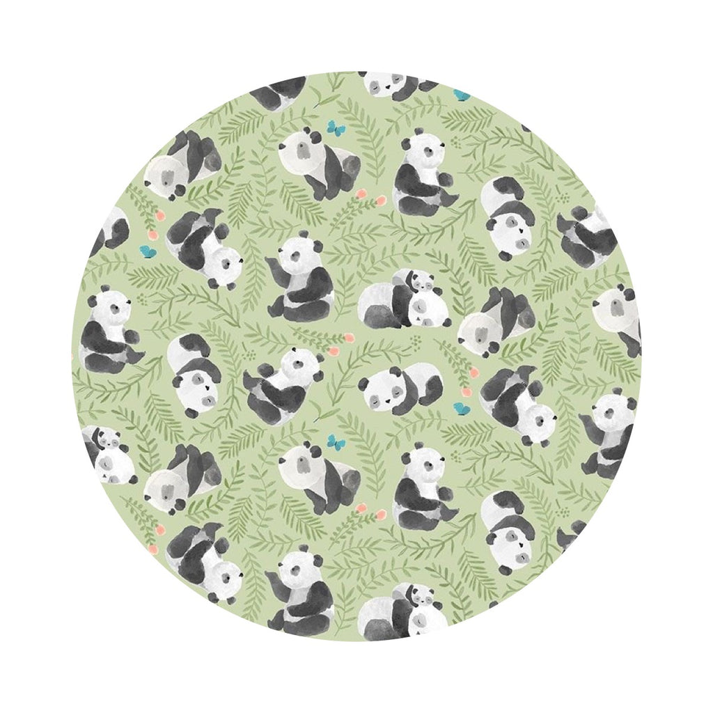 2 meters left! - Bearly Awake in Celery - Panda Monium Collection - Dear Stella Fabrics