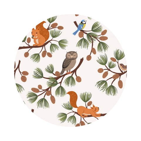4 meters left! - Pine Cone Branches on Cream - Evergreen Collection - Lewis & Irene Fabrics
